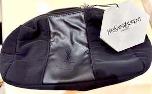Yves Saint Laurent Parfums Black Nylon and Leather Cosmetic Pouch